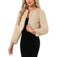 thumbnail image 4 of INSPIRE CHIC Winter Bolero for Women's Open Front Faux Fur Bolero Shrug M Light Khaki, 4 of 6