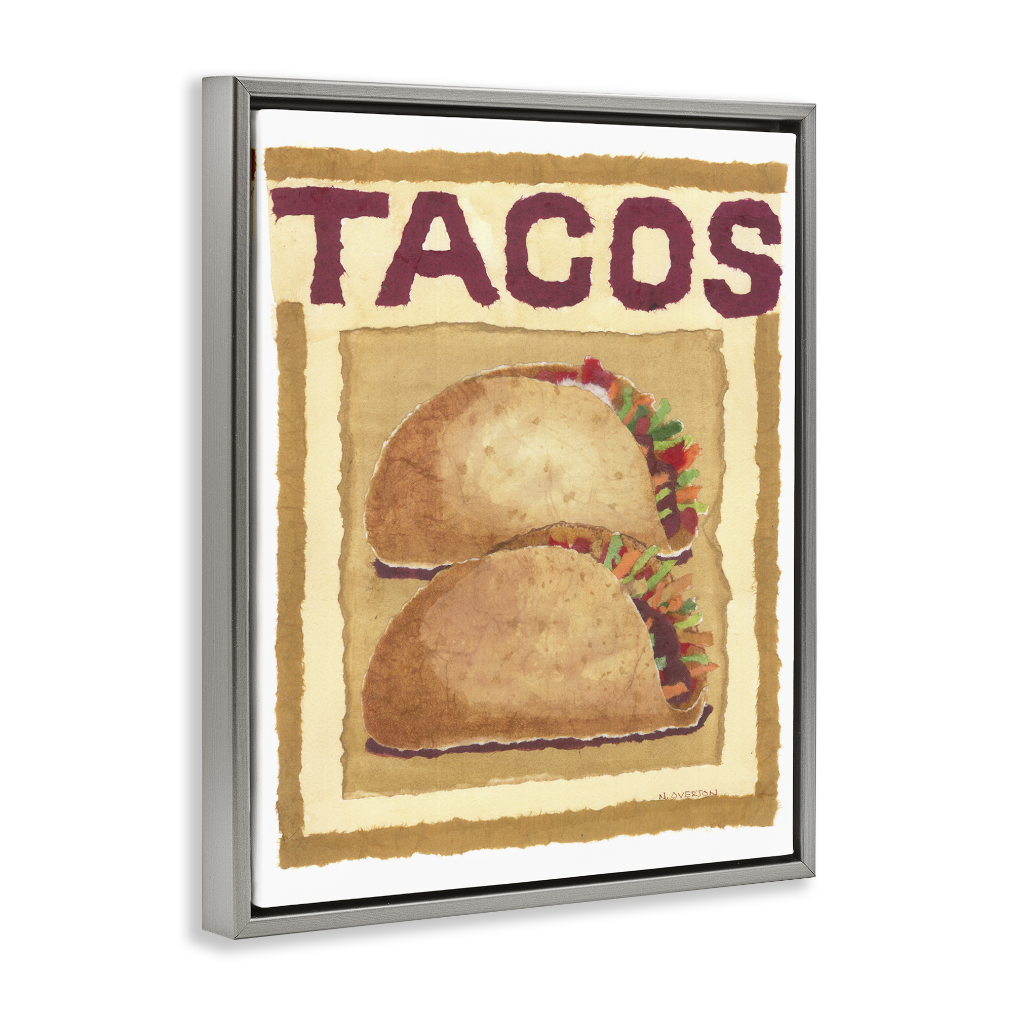 Stupell Industries Traditional Tacos Duo Food & Beverage Painting Gray Floater Framed Art Print Wall Art, 25 x 31