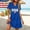 Blue, variant on Plus Size Summer Dresses for Women Midi Cap Sleeve USA Flag Print Flowy Tshirt Dress Fall Loose Casual V-Neck Beach with Pockets Red Sundresses 3XL