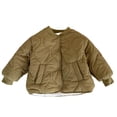 thumbnail image 4 of Spazoro Girls Quilted Bomber Jacket with Side Pockets, Long Sleeve Warm Stand Collar Snap Button Casual Padded Outerwear Coat Green Size 5-6, 4 of 8