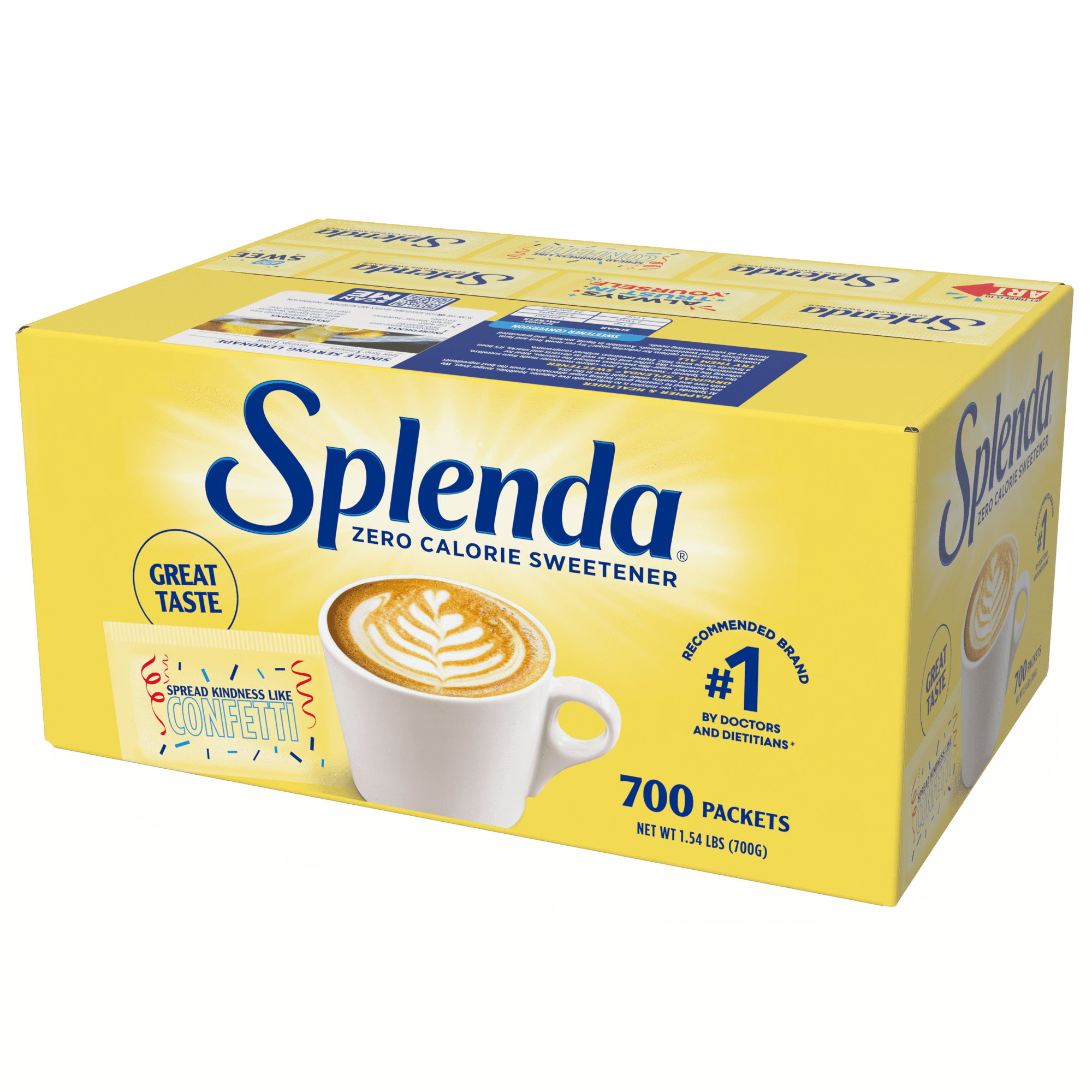 (2 pack) Splenda Zero Calorie Sweetener, Sugar Substitute Packets, 700 Count, Cardboard Box