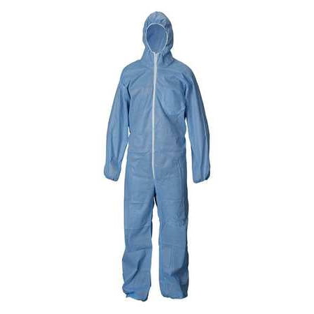 CONDOR 31TU83 Hooded Coverall, Basic SMS, Blue, 4XL