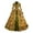 Green, variant on Renaissance Ball Gown for Women, Gold Brocade Long Sleeve Victorian Floor Length Dress