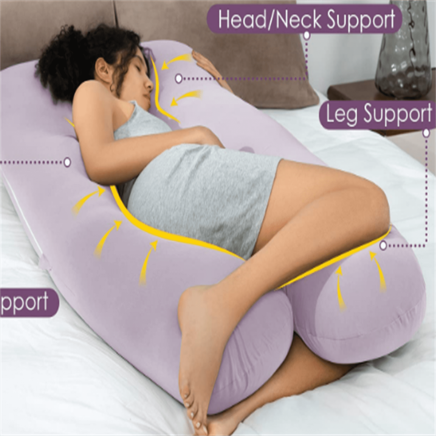 Cooling Pregnancy Pillows, U Shaped Full Body Maternity Pillow for Pregnant Support, Rayon Derived from Bamboo, Buttery Soft, Super Breathable for Hot Sleeper, Purple