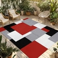 thumbnail image 2 of Outdoor Rug 3x5 ft Abstract Geometric Outdoor Large Area Rug Non Slip Rubber Mid Century Red Nordic Front Door Mat RV Rug Camping Carpet Patio Outdoor Rugs for Backyard Balcony Deck Porch Indoor, 2 of 9