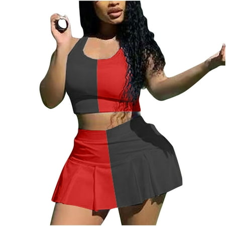 

EchfiProm 2023 Y2K Clothing Streetwear Women s Summer Women s Fashion Casual Sexy Stitching Slim Sports Vest Culottes Two-piece Set Indoor & Outdoor Use