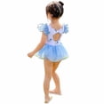 thumbnail image 3 of FINALGANG Toddler Girls One Piece Tutu Swimsuit With Floral Print Square Neck Ruffle Mesh Sleeves Tiered Tulle Skirt For Summer Beach Pool Leisure Swimwear, 3 of 5