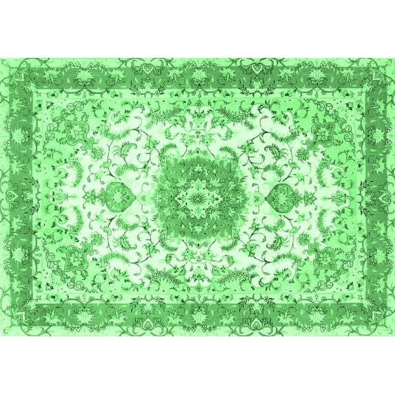 Ahgly Company Indoor Rectangle Persian Emerald Green Traditional Area Rugs, 7' x 9'