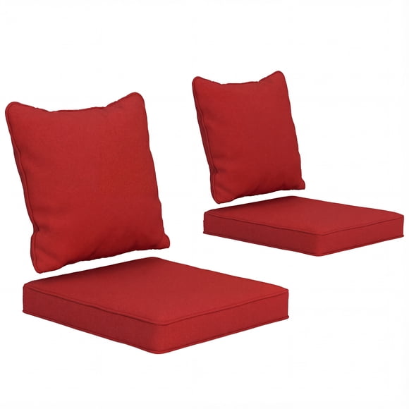Outsunny Outdoor Chair Cushions with Backrest for Garden Patio, Wine Red