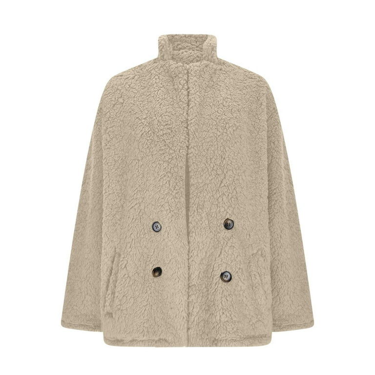 Women's Fleece Jacket Oversized Sherpa Teddy Bear Cardigan Faux