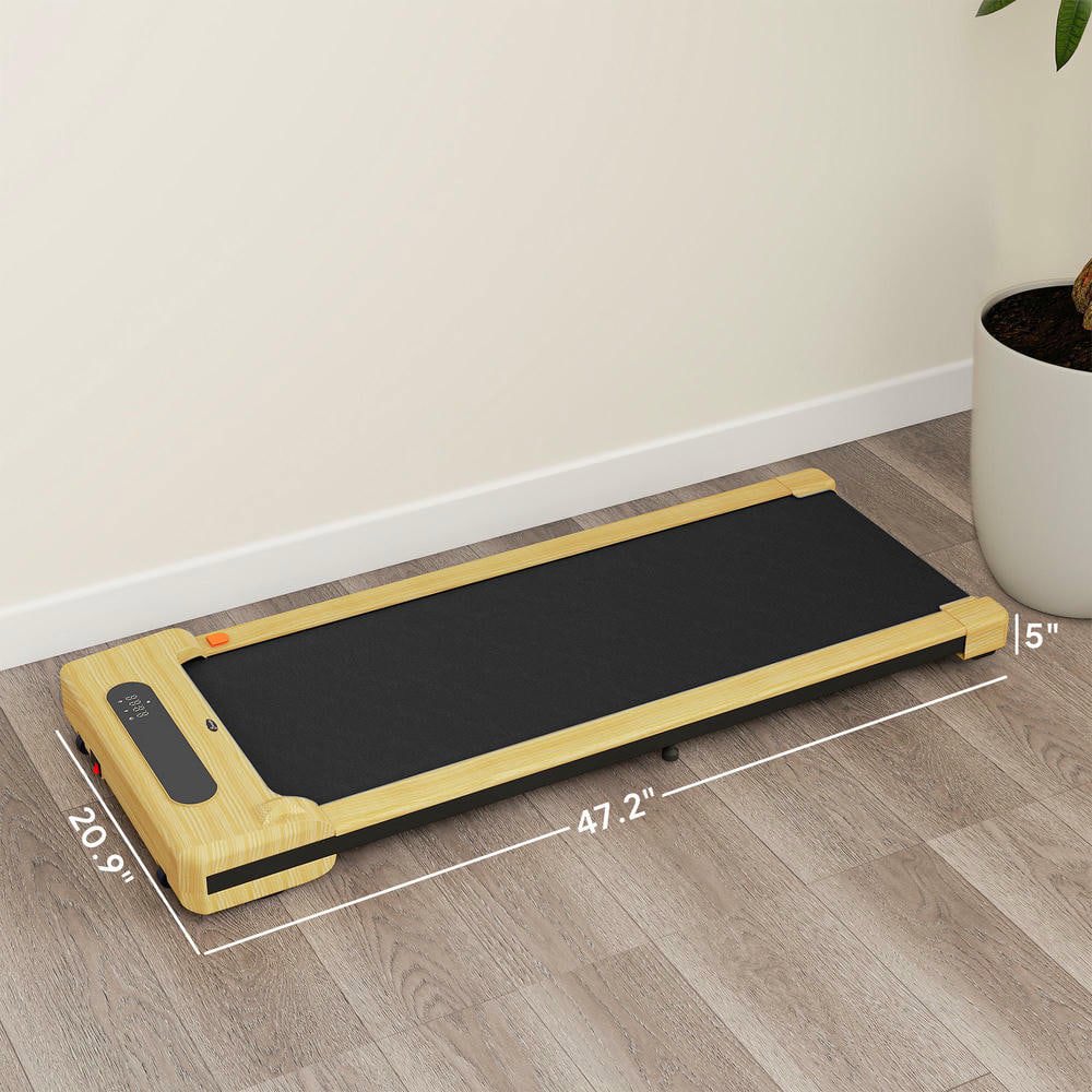 Resenkos 2.5HP Folding Walking Pad Treadmill with Remote and Transport Wheels - Natural Wood