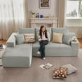 thumbnail image 5 of Deep Seat Corduroy Sofa, No Assembly Compressed Couch with Soft Cushions for Living Room & Apartments, Gray, 5 of 9