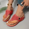 thumbnail image 3 of Domuza Orthopedic Sandals for Women Arch Support Summer Flat Sandals Lightweight Slip on Non Slip Work Shoes Vacation Beach 2026 Orthopedic Shoes Red 9（EU-42）, 3 of 4
