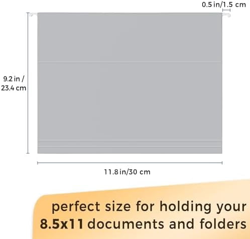 25 Pack Hanging File Folders, Gray Folders, Hanging File Folders Letter Size with 1/5-cut Tabs, Stay Organized for Your Home and Office Bulk File and Documents
