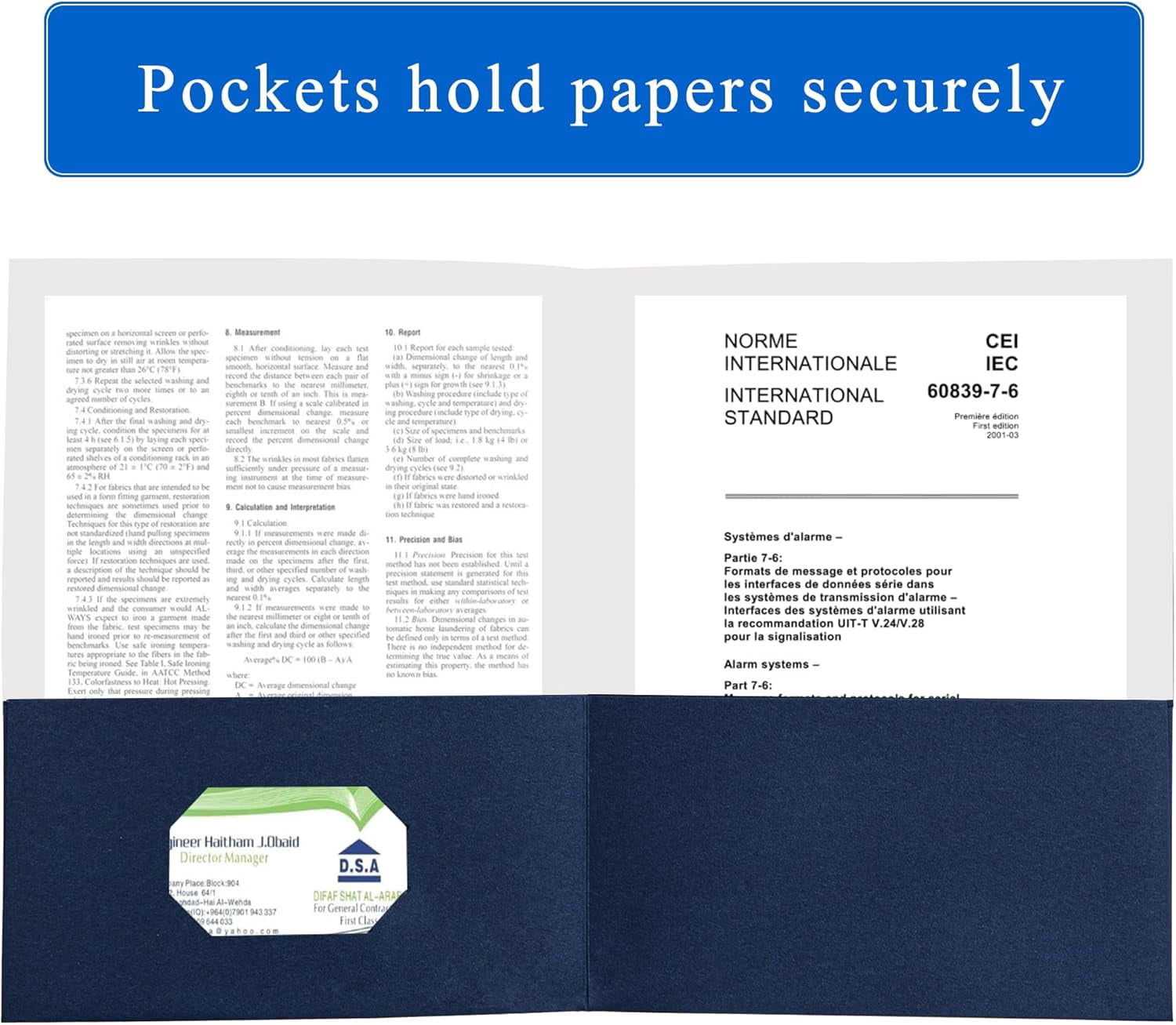 50 Packs Two Pocket File Folders with Business Card Slot,Textured Paper,Letter Size,Holds 100 Plus Sheets for School,Office,Business,Royal Blue