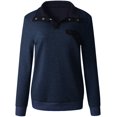 thumbnail image 3 of Femmes Mode Fermeture Éclair Manches Longues Matelassé Pull-Over Chemise Top, 3 of 6