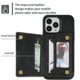 thumbnail image 5 of SaniMore for iPhone 14 Pro 6.1" 2022 Back Case with Zipper Card Pokcet Flip Wallet/Kickstand Shock Absorption Anti-fall Retro PU Leather Wear-resistant Shell For iPhone 14 Pro, Black, 5 of 9