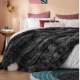 thumbnail image 5 of Soft Tie Dye Black King Size Blanket for Bed, Fluffy Fuzzy Large King Blanket for Winter, Cozy Plush Sherpa Fleece Faux Fur Blanket, Thick Warm Christmas Blanket Gifts for Women, Men, 108x90, 5 of 14