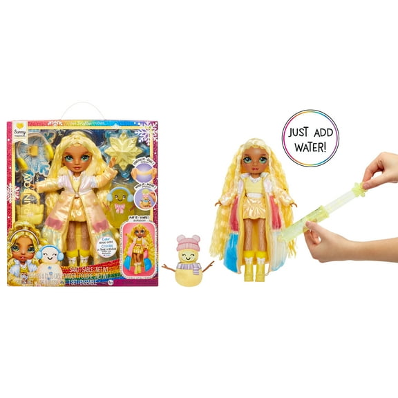 Rainbow High Winter Wonderland Sunny - Yellow 11” Fashion Doll with Magic Snow Hidden in Fashion that Puffs Up with Water, and Snowman Kit, Great Gift for Kids 4-12 Years Old