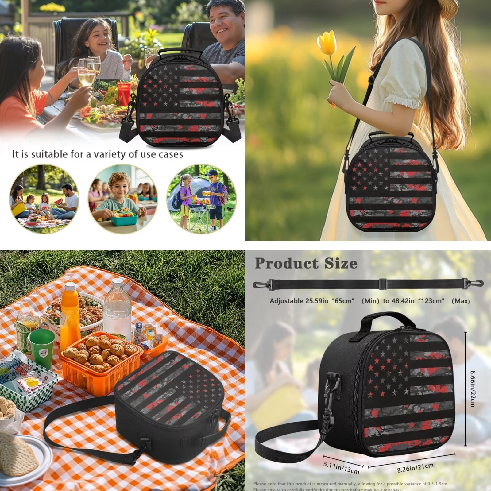 Pzuqiu Camo US Flag Kids School Bags Set of 5 Backpack for Boys Travel Bag with Adjustable Shoulder Strap Bookbag with Lunchbox Pencil Case Water Bottle Bag