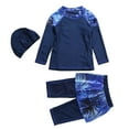 thumbnail image 3 of Aocisk Girls Swimsuit Full Coverage Long Sleeve Swim with Skirt and Pants for Girls Conservative Swimsuit Age 2 13 Years Bathing Suit Kids Girls Blue 4-5 Years, 3 of 8
