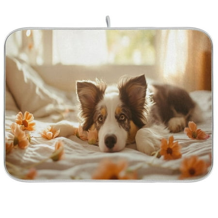 

BZSMCE Dish Drying Mat Followe and Dog Design Drying Mats
