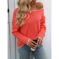 thumbnail image 5 of Women'S Fall Sweaters 2025 Casual Crew Neck Contrast Long Sleeve Knit Pullovers Jumper Tops Red XL, 5 of 8