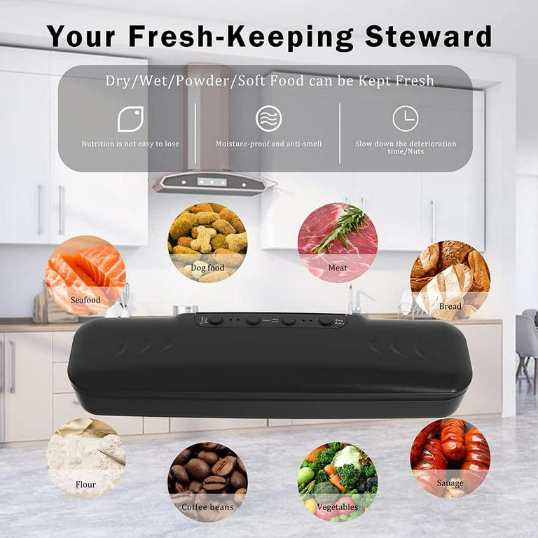 Ficcug 12 Inch Automatic Food Vacuum Sealer Machine with 10 Vacuum Sealer  Bags,60 Kpa Electric Air Sealing Preserver System With Dry & Moist Fresh  Modes for For All Food Saving Needs,Black 