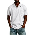 thumbnail image 5 of Men Half Zip Lapel Short Sleeve Polo Shirt Breathable Casual Chest Pocket Lightweight Solid Color Daily Tops L, 5 of 5
