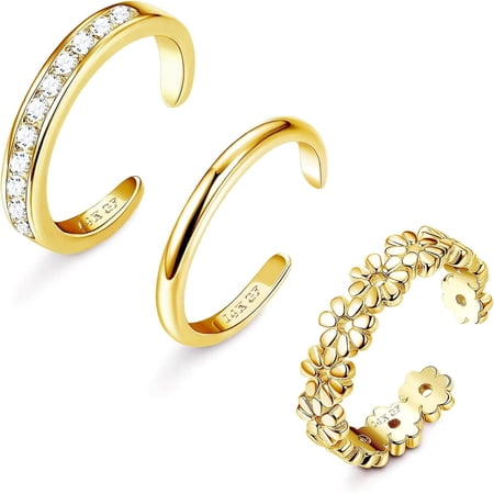 4Pcs Gold Filled Toe Rings for Women Non Tarnish Toe Ring Adjustable