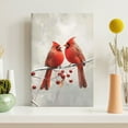 thumbnail image 3 of WFSposter Red Cardinal Canvas Wall Art Cardinal Bird Standing on a Branch Picture Prints Winter Animal Painting Christmas Wall Decor Artwork Framed Grey,12x18", 3 of 7