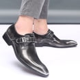 thumbnail image 6 of Men's Formal Oxford Shoes Genuine Leather Monk Strap Business Moccasin Casual Comfortable Slip-On Classic Loafers Gray 8.5 US, 6 of 7