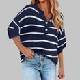 thumbnail image 2 of LOVZFMLL Sweaters for Women Acrylic V-Neck Ribbed Pullover Striped Button Casual Loose Long Sleeve Tops Warm Fall Winter Clothes, 2 of 6