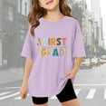 thumbnail image 2 of MUXiin First Day of First Grade Shirt Kids Back to School Boys Girls Shirts Funny Letter Vibes Graphic Tee Short Sleeve Tops,110Purple, 2 of 5