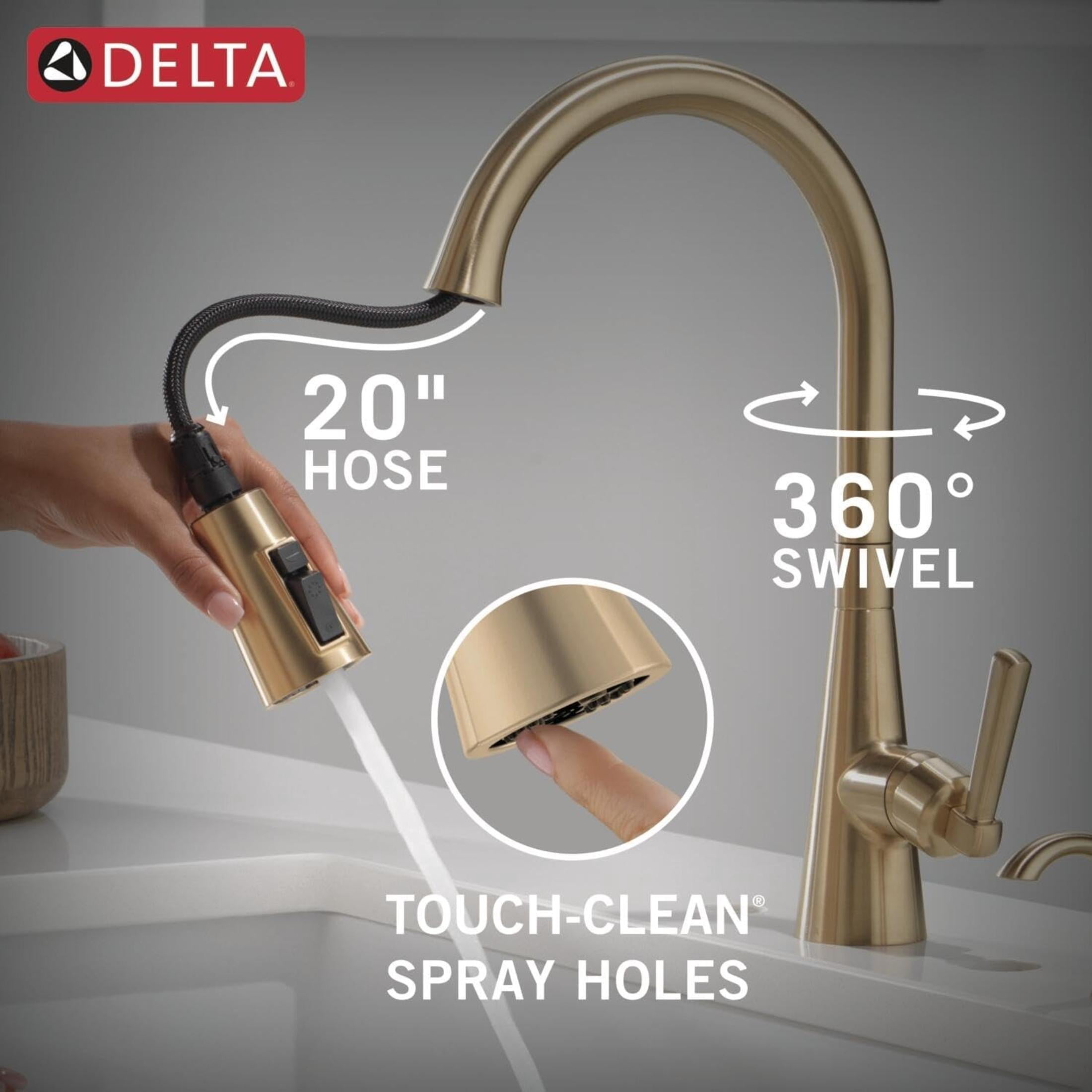 Delta Faucet Boyd Kitchen Faucet with Soap Dispenser, Kitchen Faucets with Pull Down Sprayer Gold, Kitchen Sink Faucet with Magnetic Docking Spray Head, Champagne Bronze