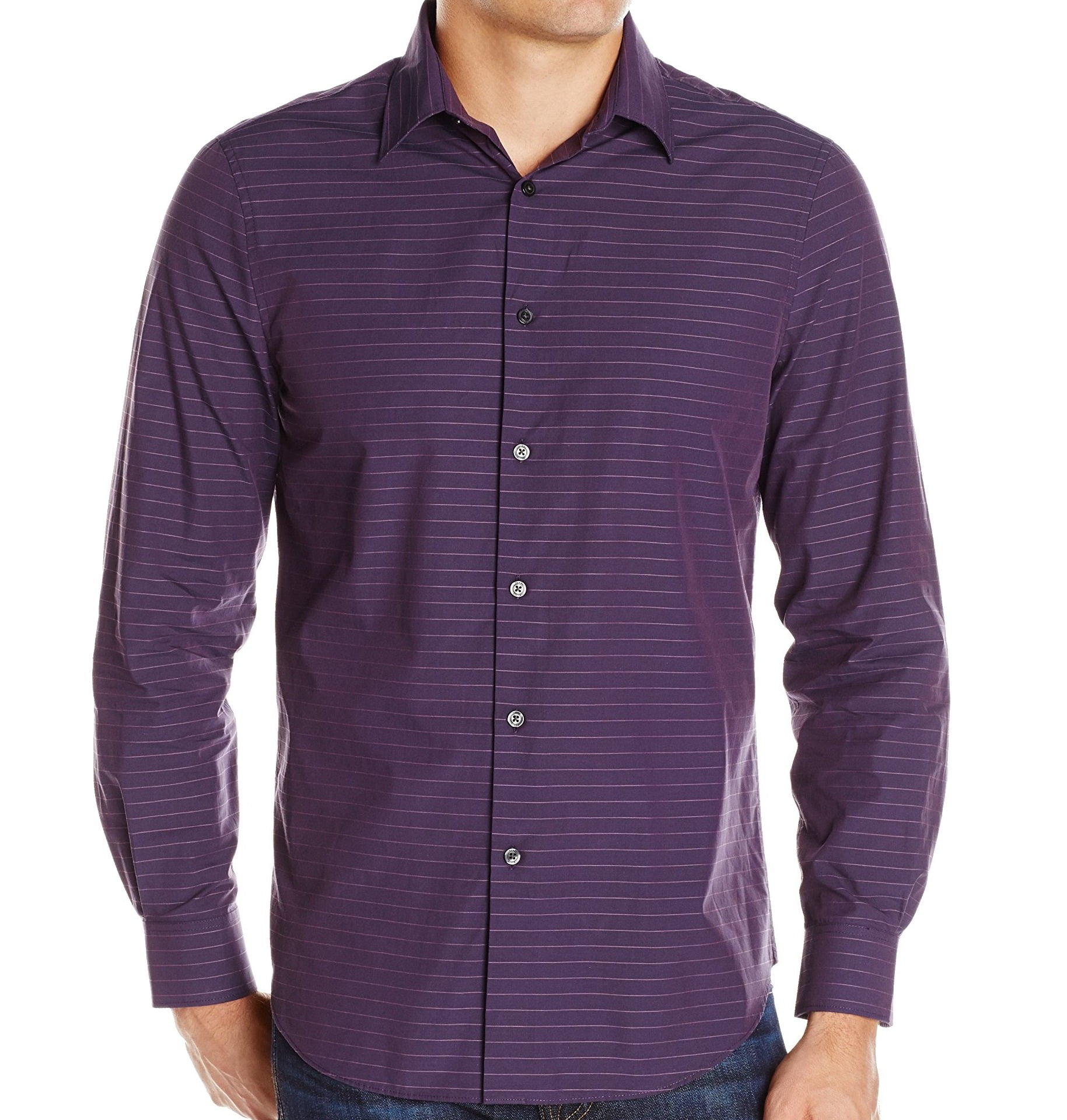 Perry Ellis - Perry Ellis NEW Purple Mens Size Medium M Striped Button Down Shirt - Walmart.com 