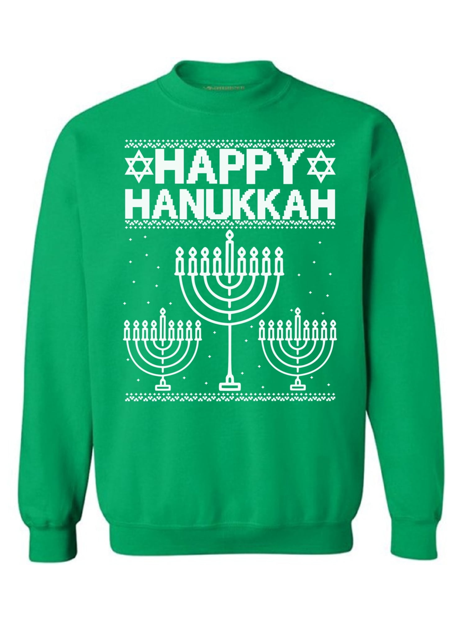 Awkward Styles Happy Hanukkah Christmas Sweatshirt Jewish Menorah Ugly