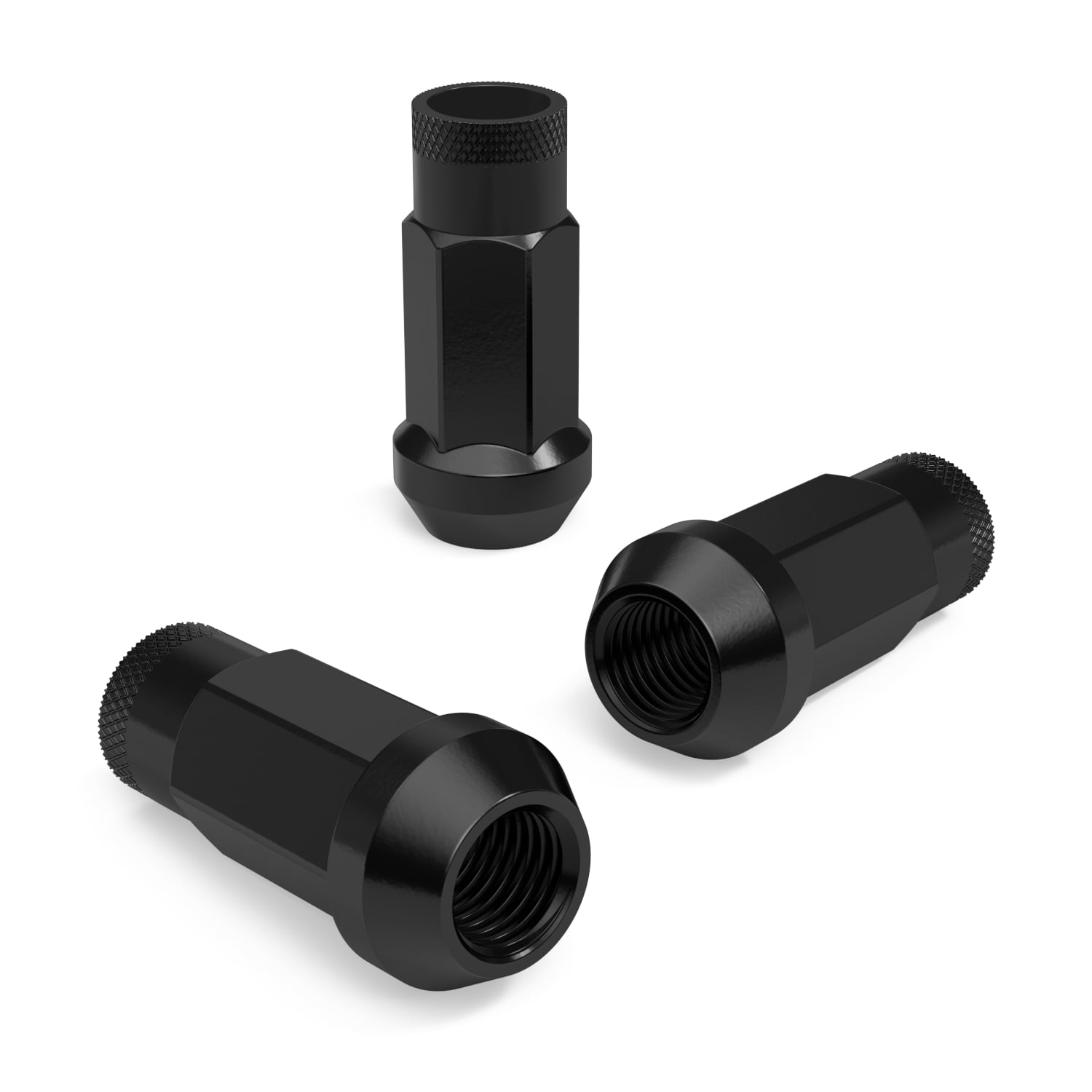 StanceMagic 20pcs Black 12x1.5 Extended Tuner Lug Nuts - Open End, Cone Seat, 50mm (2") Length, 22mm (0.87") Width, 17mm Hex - Compatible with Acura Honda Lexus Mazda Scion Kia Toyota Hyundai