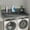 Grey, variant on Waterproof Washer Dryer Countertop with Non Slip Pads,Wood Topper with Shelf and Edge,Double Layer Organizer Dryer Covers,54" Width x 27.5" Depth,for Laundry Counter Storage Organization,Grey Stripe