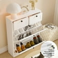 thumbnail image 6 of VOWNER Shoe Cabinet with 2 Flip Drawers & 2 Drawers, Freestanding Shoe Storage Cabinet with Adjustable Shelves, Shoe Organizer for Entryway, Hallway, Living Room (White), 6 of 7