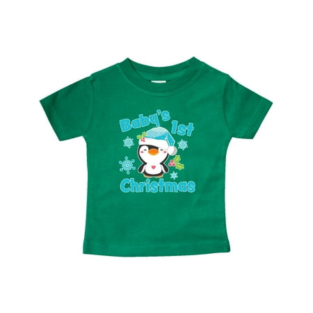 

Inktastic Baby s 1st Christmas with Cute Penguin and Snowflakes Gift Baby Boy or Baby Girl T-Shirt