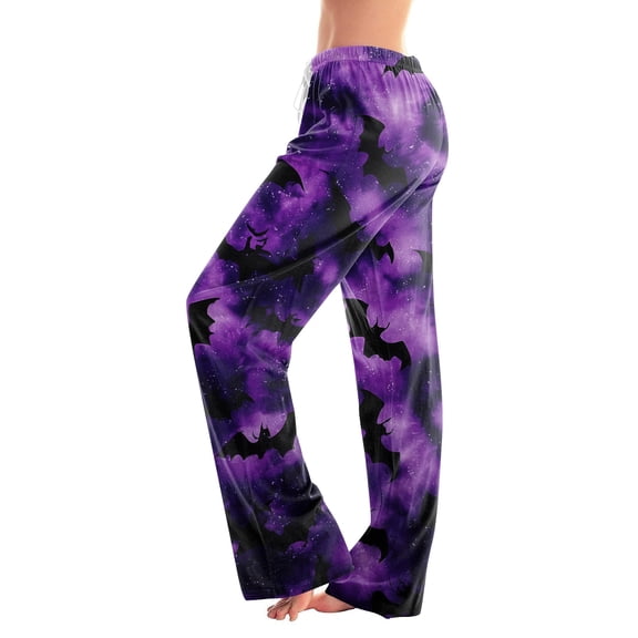 Halloween Pajama Pants for Women Ghost Print Elastic Waist Comfy Lounge Pjs Pants