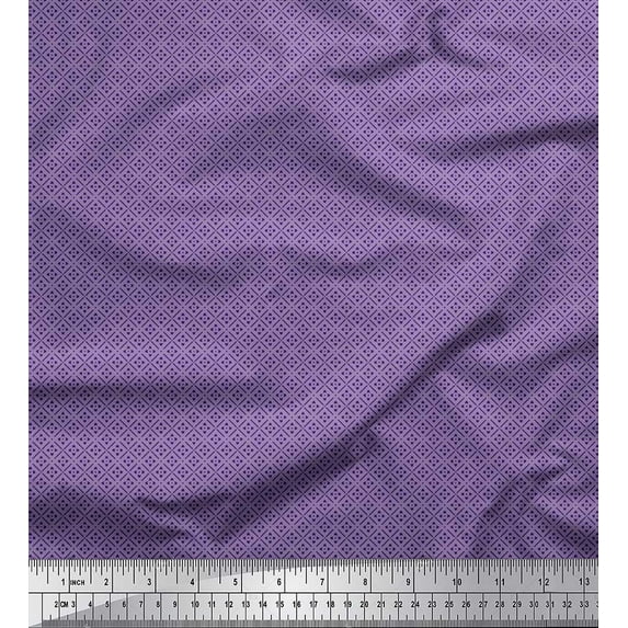 Soimoi Purple Viscose Chiffon Fabric Floral Block Printed Craft Fabric by the Yard 42 Inch Wide