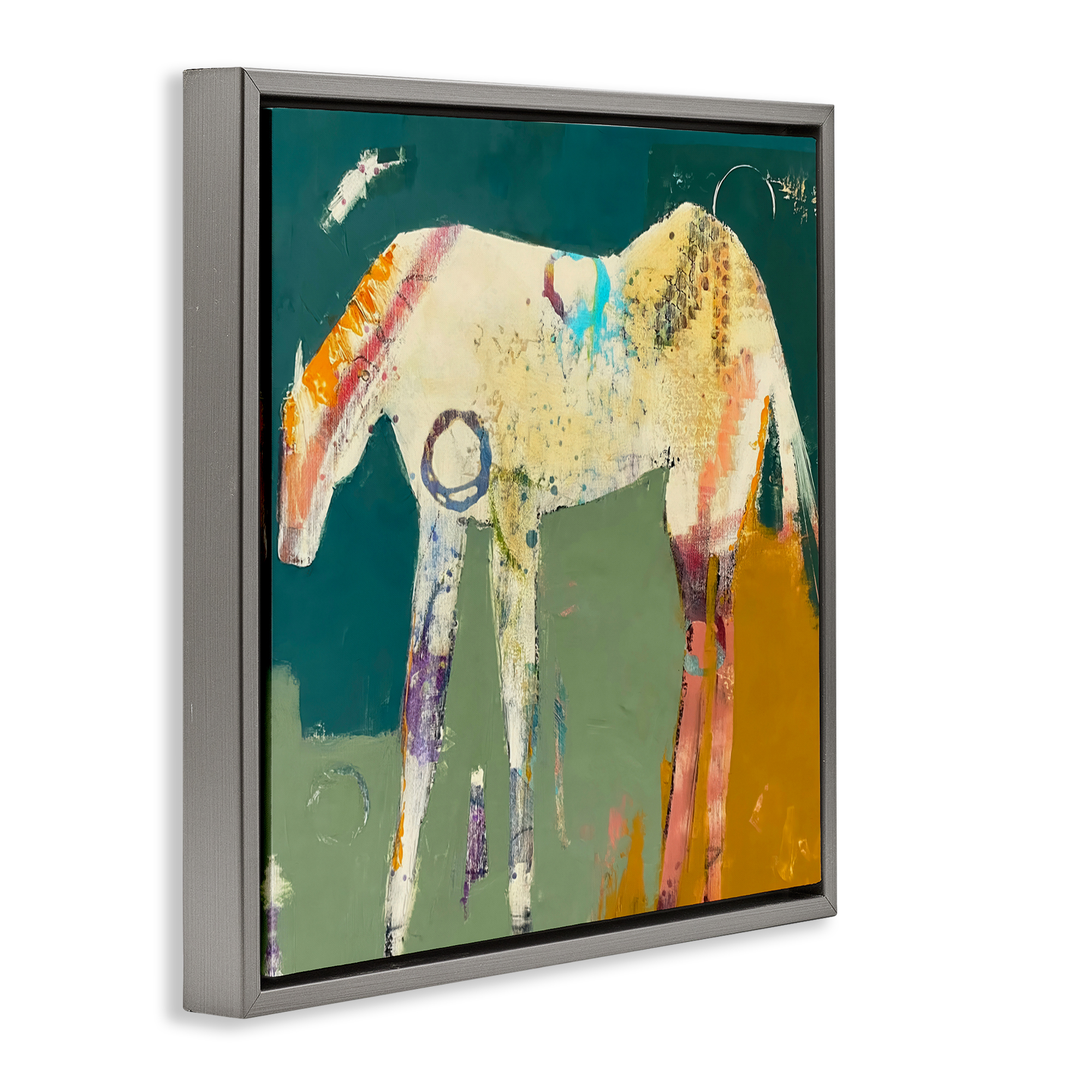 Into The Mystic Horse Gray Framed Floater Canvas Wall Art, design by Dianna Fritzler