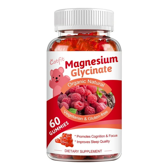 Catfit Magnesium Glycinate Gummies - 500mg Magnesium Glycinate Gummies Supplement for Relaxation, Cognition and Sleep Quality, Sugar Free - 60 Gummies