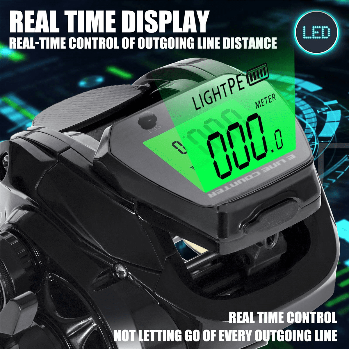 Electronic Baitcasting Fishing Reel LED Screen High Speed 7.2:1 10Kg Saltwater Waterproof Cast Drum Wheel Casting-Right