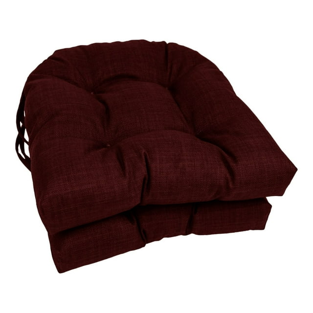 Blazing Needles 16-inch Indoor/Outdoor Rounded Back Chair Cushion, 16" x 16", Merlot 2 Count