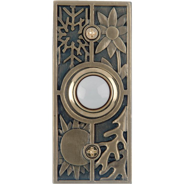 IQ America Wired Antique Brass Seasonal Lighted Doorbell PushButton DP