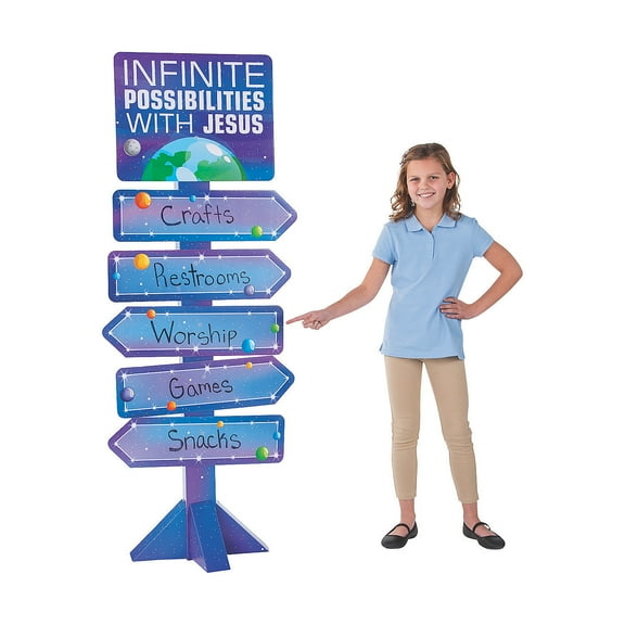 God'S Galaxy Vbs Directional Sign - Party Decor - 1 Piece