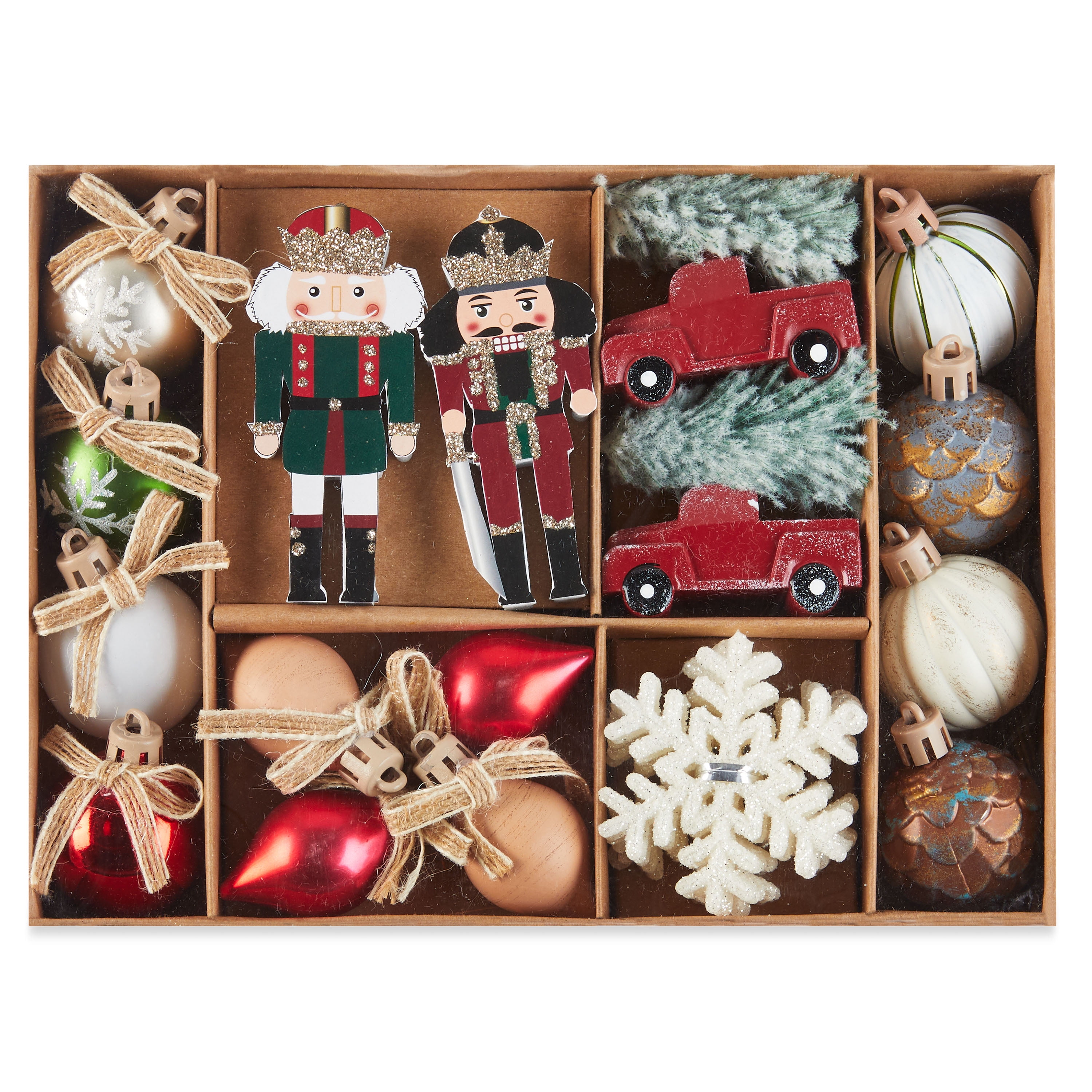 Holiday Time Rustic Red Nutcracker Lodge Mini Ornament Set, 24 Pieces